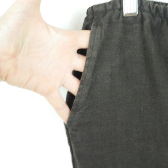 FLAX Large Pants 100% Linen Flat Front Pull On Chocolate Brown Lagenlook Minimal - Picture 3 of 7